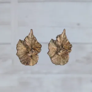 Vintage Clip On Earrings 1 & 1/8" Fall Tones Leaf Like - Tarnished? thumbnail 2
