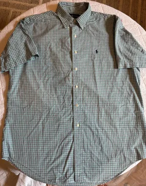 Ralph Lauren Short Sleeve Green and white Checkered button-up shirt Size L thumbnail 2