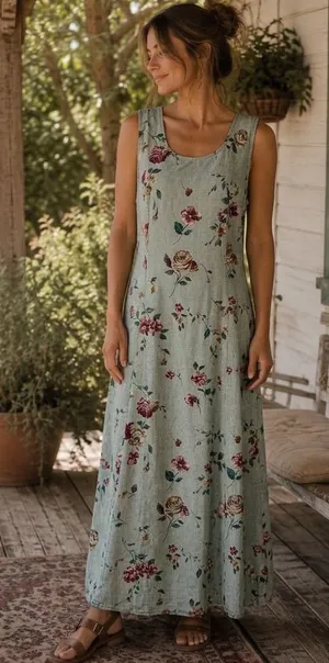 VINTAGE 90s Floral Maxi Dress thumbnail 1