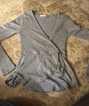 Caution to the Wind Blue and white striped top thumbnail 1