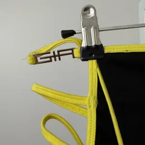 I.AM.GIA sz S Lucid Pant Black Neon Yellow Cut Out Strappy Flare‎ Rave Y2K thumbnail 9