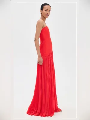 Alexis Sunniva Dress Strapless Formal Gown Pleated red sz 4 thumbnail 5