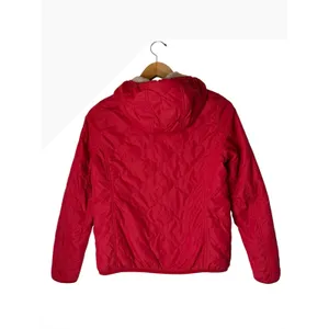 Uniqlo Quilted Puffer Jacket Women Small Red Fleece Lined Hooded Gorpcore thumbnail 3