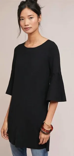 Anthropologie Moth Chester Sweater Tunic Dress Bell Sleeve Black Size‎ Small thumbnail 1