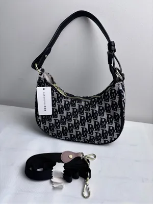 ZAR & RUILR Monogram Shoulder Bag With Crossbody Strap NWT Canvas Black White thumbnail 4