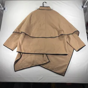 A New Day Camel Brown Zip Up Cape Jacket with Faux Leather Trim Size M New Tags thumbnail 10