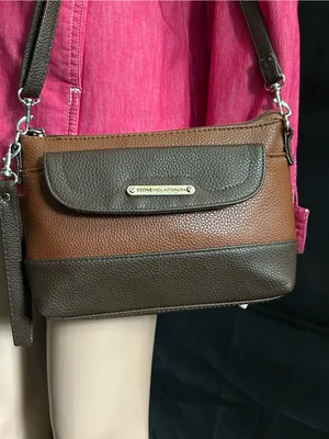 Stone Mountain Accessories Brown Two-Tone Leather Crossbody Bag thumbnail 4