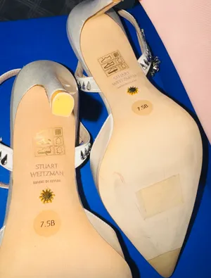 Stuart Weitzman White Satin Embellished Heels size 7.5 thumbnail 5