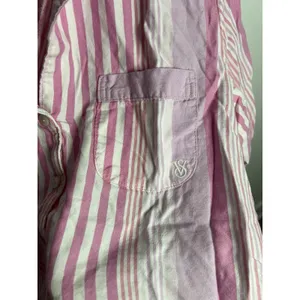 Victoria's Secret Women's Medium Short Pajama Shirt Stripe Pink Cotton Bottom Up thumbnail 3