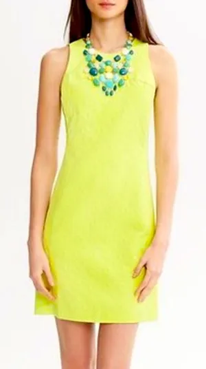 Milly Collection x Banana Republic Neon Yellow Sheath Mini Dress Jacquard Size 4 thumbnail 1