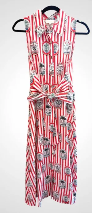 Entro Willow Wild Flower Sleeveless Midi Dress in Red Size S thumbnail 1