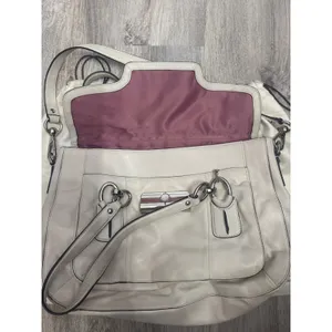 Coach‎ Kristin Off White Leather Flap Shoulder Bag Crossbody Silver Hardware thumbnail 3