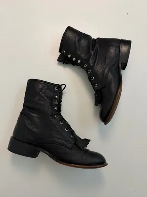 Vintage Laredo Boots Leather Ankle Lace Up Kiltie Steampunk Western Rodeo Black thumbnail 4