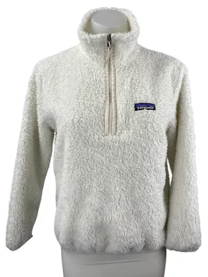 Patagonia Los Gatos Women's White Fleece 1/4 Zip Long Sleeve Sweater Top Sz XXS thumbnail 1