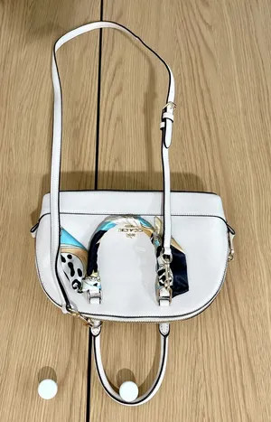 NWOT Coach Canvas Crossbody/shoulder Bag White With Twilly Silk Ribbon thumbnail 1