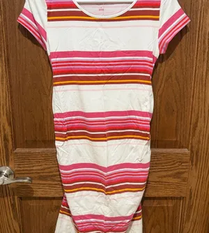 Ingrid & Isabel Pink and White Striped Maternity Top thumbnail 1