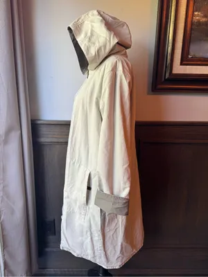 Eileen Fisher cream & gray reversible Hooded Trench Coat thumbnail 4
