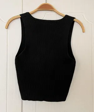 Black Ribbed Tank Top Size M thumbnail 2