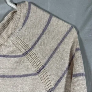 Maurices Sweater Womens‎ M Gray Purple Striped Faux Layered Chiffon Hem Pullover thumbnail 3
