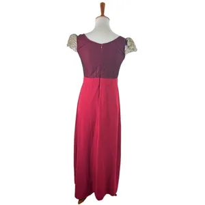 Mango Suit Burgundy Gold Embroidered Evening Gown Fits Medium thumbnail 3
