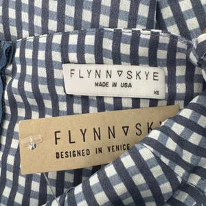Flynn‎ Skye Mini Dress XS Blue Gingham Tie Front Cut Out Summer Picnic Coastal thumbnail 6