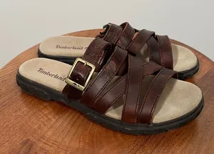 Timberland Leather Buckle Sandals in Brown Oiled Leather Size 8 thumbnail 1