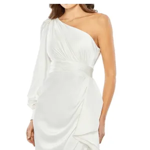 Mac Duggal SATIN ONE SLEEVED COCKTAIL DRESS New Size 4 Bridal thumbnail 3