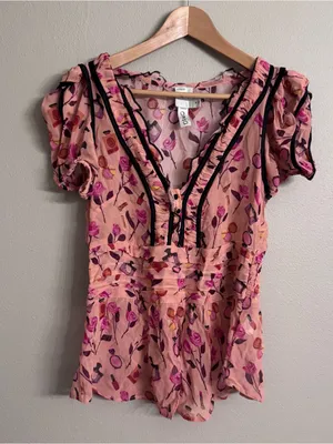 ANTHRO | MAEVE x Anisa Makhoul Ruffle V-Neck Blouse thumbnail 2
