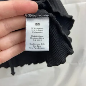 One Step Up women's black ribbed stretch short sleeve tie ruched casual blouse M thumbnail 5