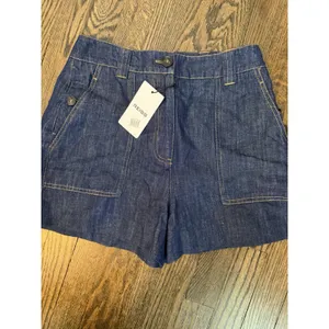 Reiss Ashby Linen Shorts Denim High Waisted Sz 2 NWT $175 thumbnail 6