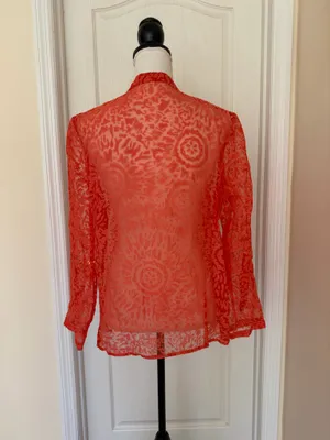 Choices Vtg Women's Floral Red Blouse, Sz L thumbnail 6