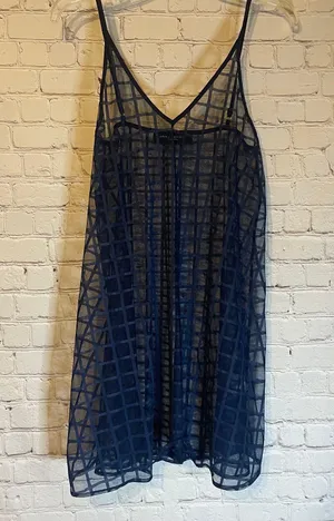 Akira Navy Blue Sheer Chemise, S thumbnail 1