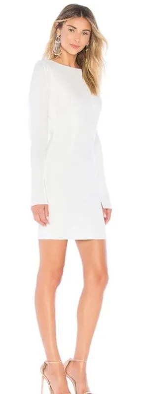 Katie May Glisten Ivory White‎ Open Back Long Sleeve Mini Dress XS Bridal Party thumbnail 1