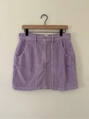 BDG Urban Outfitters Y2K TumblrGirl Retro Purple Cotton Ribbed Mini Skirt Large thumbnail 2
