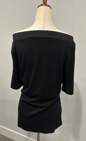 Banana Republic Black Ribbed Short Sleeve Top thumbnail 1