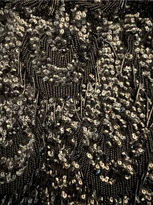 VTG Sequin Tank Top Sz S/M beaded paillettes embellished black Flapper thumbnail 2