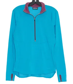 Patagonia Womens 1/2 Zip Base Layer Power Dry Grid Fleece Blue Size Medium DZ thumbnail 1