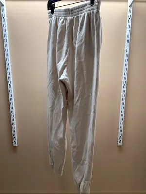 PINK Victoria’s Secret Size Medium Cream Drawstring Waist Sweatpants, Preloved thumbnail 3