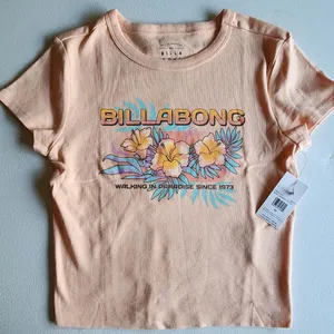 NWT Billabong pink graphic crop tee thumbnail 1