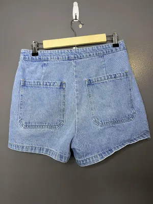 Q2 Skort Womens Medium Blue Denim Utility Button Front Pockets Casual Mini thumbnail 2