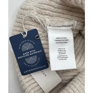 Anthropologie Rib Knit Ivory Beanie Hat New Bow Embellishments thumbnail 2