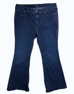 J.Crew 33X32 Full‎ Length Flare Jean Dark Wash Stretch Denim High Rise Classic thumbnail 1