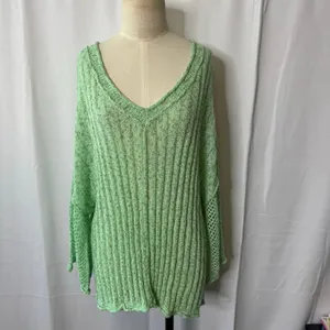 POL Mint Green Open Knit Sweater L Boho Slouchy Lightweight Pullover thumbnail 3