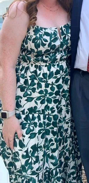 Moon River Green and white maxi dress floral thumbnail 1