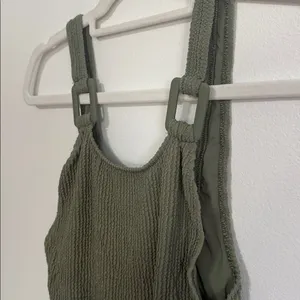 Aerie Birthday Crinkle Scoopneck One Piece Green Shimmer Swim NWT thumbnail 5
