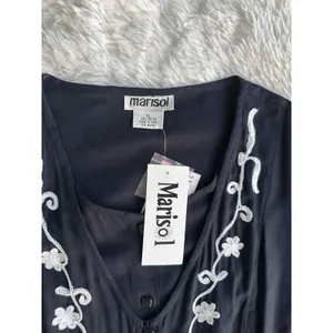 Marisol Women's Size-XL Midi Dress‎ Embroidered Dark Blue Rayon thumbnail 5