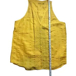 Prana‎ women’s yellow textured sleeveless blouse sz M thumbnail 5