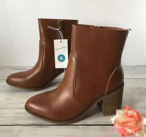 Leather Ankle Boots, Size 6 Brown thumbnail 2