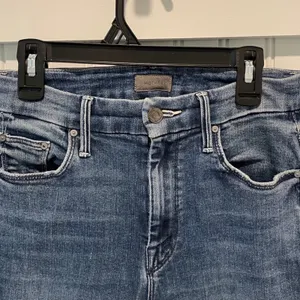 Mother Looker Ankle Chew Jeans Womens 25 Blue High Waisted Skinny Raw Hem Denim thumbnail 4