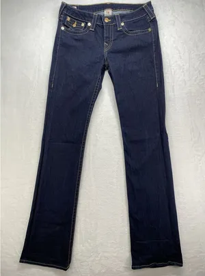 True‎ Religion Women's Billy Low Rise Straight Dark Jeans Size 32x34 thumbnail 1